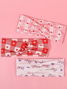 3pcs/Set Valentine's Day Wide Elastic Headbands With Heart & Love Print, Suitable Gift Box For Women, Couple, Girlfriend Hair Accessories Valentine Muse Women Hair Band
