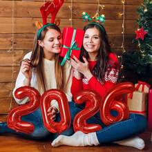 KALOR 16 Inch 2026 Red Foil Number Balloons, 2026 New Years Decorations For 2026 Happy New Year Eve And Graduations Party Supplies - 彩虹 - 查看 11