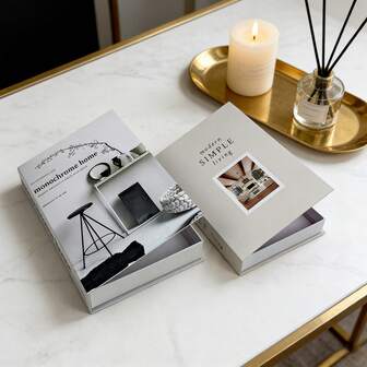 2个/套可打开的装饰书盒，翻盖式装饰盒 - 仿书收纳盒，现代家居装饰，适用于咖啡桌装饰和小物件收纳