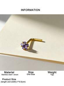 1 件简约时尚 L 型星形方晶锆石不锈钢鼻钉饰品 - 星星 - 查看 16