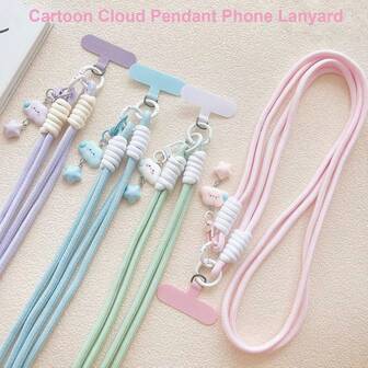 Regalo de Año Nuevo 2026 Cordón diagonal para teléfono, Cordón tejido para el Día de San Valentín, Diseño de cola de caballo en forma de nube, Tejido a mano, Estilo Ins, Viaje al aire libre, Senderismo, Anti-pérdida, Duradero