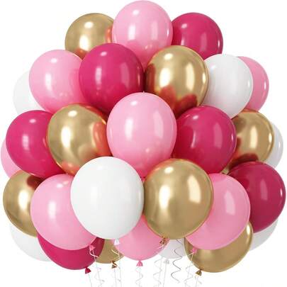 24/40pcs Pink & Gold Balloon Set, 10-Inch Princess Balloons, Pastel Pink, White & Metallic Gold Latex Helium Balloons, Suitable For Girls Birthday, Wedding, Bridal Shower, Anniversary, Party Decor