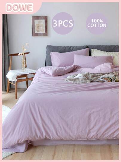 2/3 piezas Juego de Funda Nórdica de 100% Algodón y Lino (1 Funda Nórdica, 1/2 Fundas de Almohada), Sin Relleno, Adecuado para Hombres/Mujeres, Dormitorio Universitario, Ropa de Cama Escolar, Decoración de Dormitorio, Estilo Minimalista