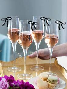 1/10 piezas Etiquetas de copa de fiesta con decoración de lazo negro, Etiquetas de bebida de acrílico con lazo, Adecuado para decoración de fiestas, bodas, regalos, cumpleaños y graduación - Multicolor - Ver 4