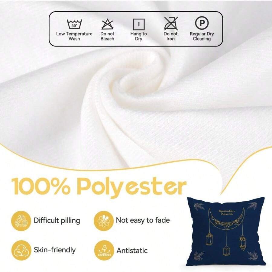 Juego de 4 fundas de almohada de Ramadán azul de 18 x 18 pulgadas decoración de Ramadán linternas luna creciente fundas de almohada para el hogar sofá decoración de primavera y día-010 - Linterna azul de Ramadán Luna - Ver 1