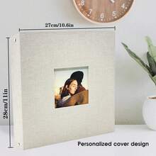 1 件亚麻布相册，带照片展示窗口，三环装订，40 页，可容纳 8x10、5x7 和 4x6 照片，DIY 相册，是家庭婚礼和旅行的理想礼物 - 彩色 - 查看 3