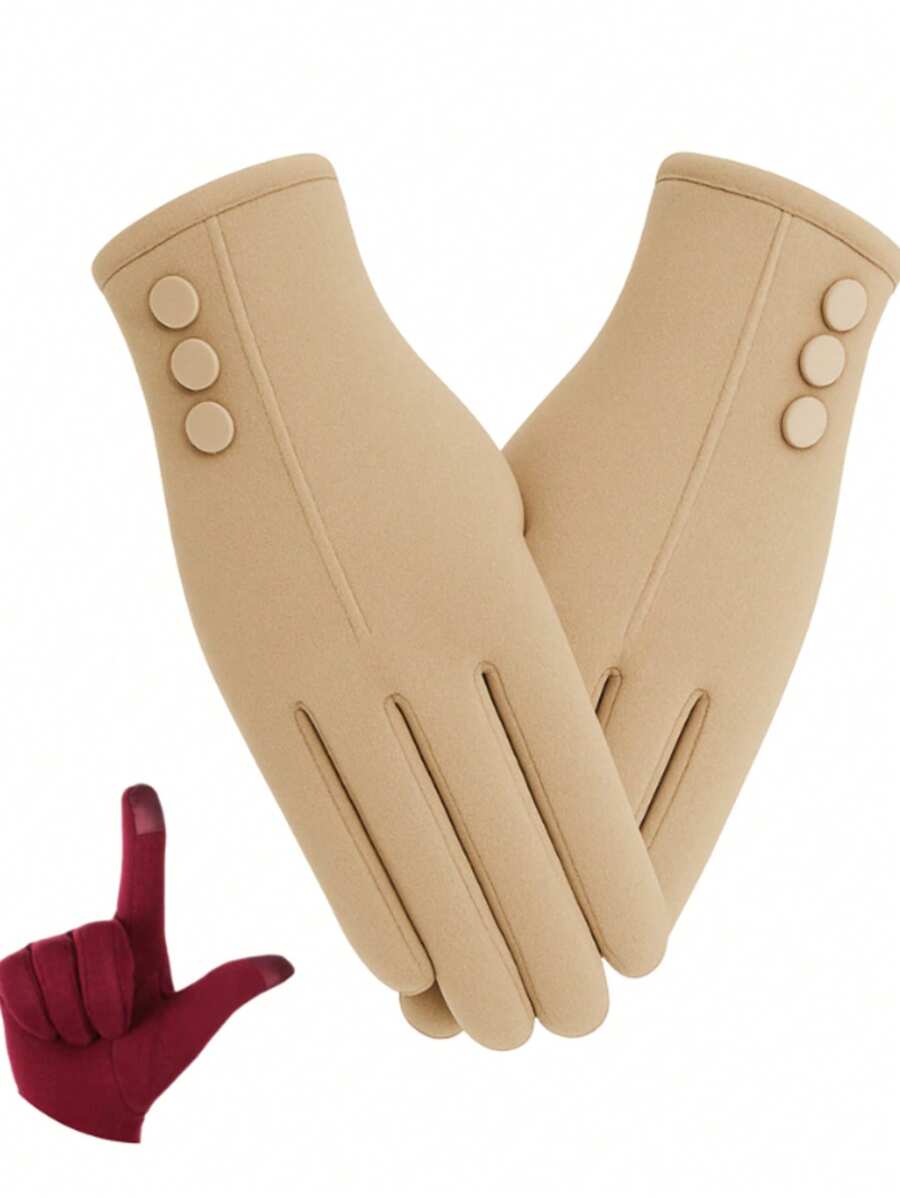Stylish Soft Touch Unisex Thermal Cold Weather Gloves - Yellow - View 1