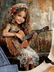 Women's Plus Size Vintage Folk Singing Guitar T-Shirt - Cute Retro Musician Print Short Sleeve Blouse, Machine Washable Casual Round Neck Top For Year-Round Wear & Themed Events - 彩色 - 查看 5