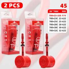 2pcs 700x23/25/28/30/32C Bicycle Tires With TPU Inner Tube, 45/65/85mm French Valve Lightweight Inner Tube - Red - View 10