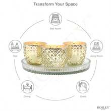Hosley's Set of 6 -Gold Mercury Glass Votive Tea light Candle Holder 2.75". Ideal for Bridal weddings parties special events spa and aromatherapy - Oro envejecido - Ver 4
