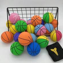 1pc 6cm Super Elastic Mini Rubber Basketball, Stress Relief Hollow Bouncy Ball, Mini Basketball - Multicolor - View 2