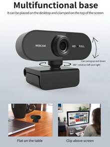 Professional-Grade 1080P HD USB Webcam (With Built-In Microphone), Suitable For Laptops And Desktop Computers, Specially Designed For Home Online Classes, Live Streaming And High-Definition Video Conferences. - Black - View 6