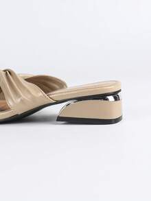 Apricot Women's High Heel Sandals, Chunky Heel, Fashion Versatile Comfortable Round Toe Casual Outdoor Flat Sandals - Apricot - View 9