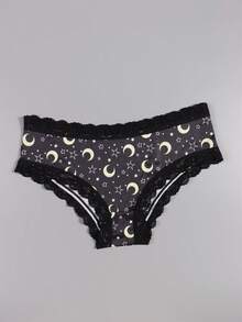 Dircho 5条装女士可爱图案撞色蕾丝比基尼内裤 - 南瓜/爱心/蝙蝠/眼睛图案，丝滑柔软舒适贴身内衣，弹力透气松紧腰日常内衣套装 - 彩色 - 查看 10