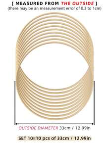 10 pièces Cerceaux de bambou beige de capteurs de rêves, décoration suspendue pour mariage en plein air, anneaux d'ornement de carillons éoliens à plumes, convient pour Halloween, Noël et autres fêtes, cercles de décoration en bambou pour mur, chambre à coucher, cerceaux à broder faits main - Kaki - Voir 13