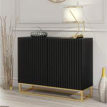Creative Furniture Ripple Sideboard 100cm - Modern Fluted Design With Push To Open Doors - Black - View 5