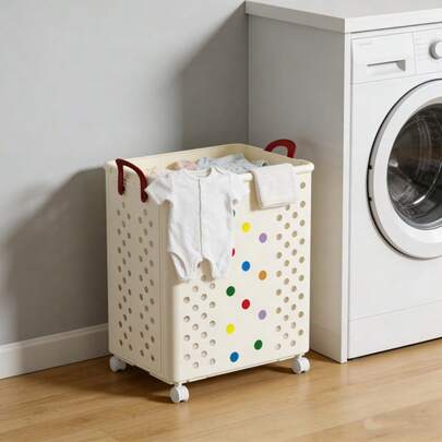 1pc Collapsible Dirty Clothes Basket, Multi-Layer Laundry Hamper For Home Use, Bathroom Dirty Clothes Storage Basket, Suitable For Home Organization, Valentine's Day Gift