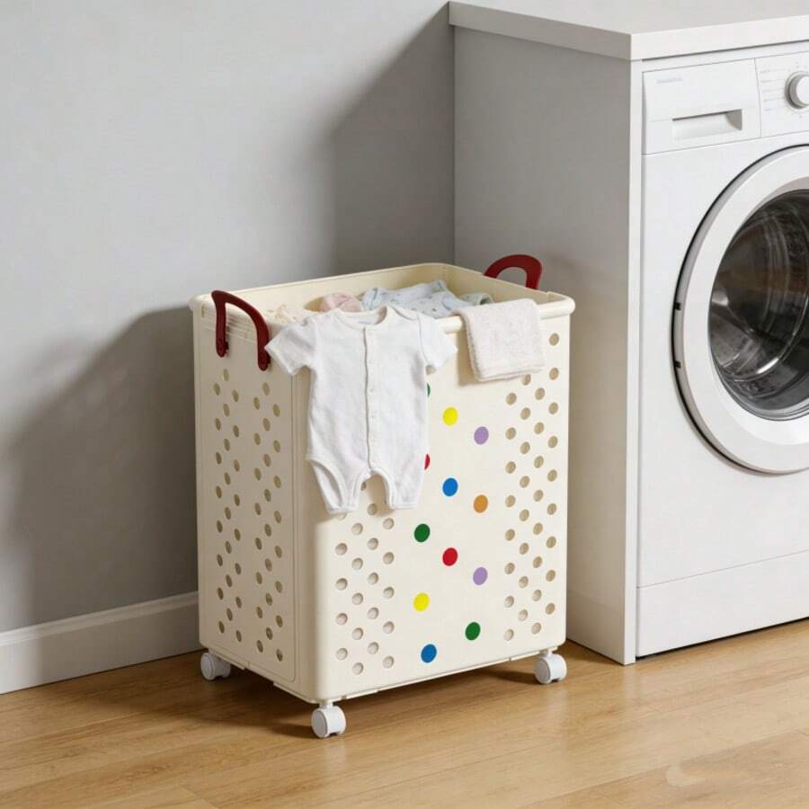 1个可折叠脏衣篮，多层家用洗衣篮，浴室脏衣收纳篮，适合家居整理，情人节礼物 - 彩色 - 查看 1