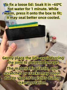 1 pieza Dispensador de jabón y soporte para esponja 2 en 1, dispensador de jabón de cocina de plástico duradero con estante para esponja, sin batería requerida, apto para baño, sala de estar, auto y cocina - gran capacidad, operación con una sola mano, gris, incluye bandeja de goteo y caja, mantiene el mostrador ordenado, herramienta de limpieza de cocina, color/diseño aleatorio - Multicolor - Ver 3