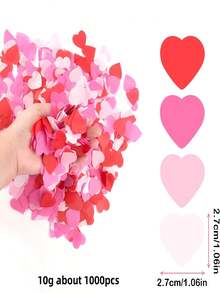 1000颗情人节心形纸屑，直径1英寸（2.5厘米），红、粉、白三色，彩色装饰纸屑，薄纸纸屑，派对餐桌装饰，适用于情人节、婚礼、周年纪念日、气球、礼品盒、瓶子等。 - 粉紅色混色 - 查看 5
