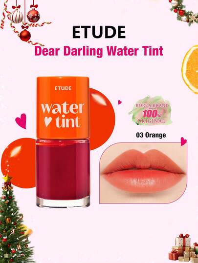 ETUDE Brillo de labios jugoso "Dear Darling" 03 Naranja, color vibrante, infundido con extractos de granada y pomelo hidratantes, nutre los labios, cosméticos coreanos, K-Beauty, set de regalo, 9g/0.31oz