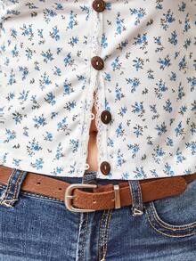 Floral Print Lace Trim Fitted Long Sleeve Sexy Deep V-Neck Waist Cinched Short Dress, Fresh Blue & White - Multicolor - View 10