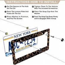 2-Piece Gold Leopard Print License Plate Frame Set - 12.2 X 6.2 Inch, Rust-Proof, Shock-Resistant, And Wind-Resistant License Plate Holders (Mounting Hardware Included). Fits All Vehicle Models. The Perfect Gift For Leopard Print Enthusiasts,License Plate Cover,Car Acessesories,License Plate Frame,Car Acessesories Women,Accesorios Para Carro,Car Decor - A - View 6