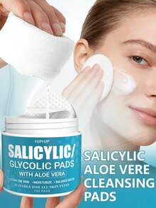 HJPHJP 100片装水杨酸去角质化妆棉，亮肤化妆棉，水杨酸化妆棉，水杨酸/芦荟护肤化妆棉，适用于面部和颈部，日常护肤，去角质，控油，柔滑肌肤，淡化泛红，适合所有肤质，男女通用 - 彩色 - 查看 5