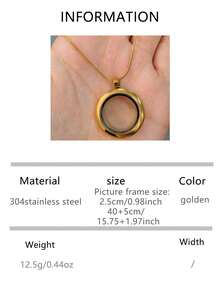 Openable Round Glass Photo Frame Necklace | Durable Design | Personalized Memory Display Accessory, Suitable For Family, Couples, Memorial - Multicolor - View 16