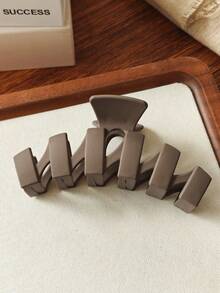 5pcs/1pc 4.64in/11.8cm Brown Solid Warm-Tone Square, Rib, Cross, Curved, Plush Hair Clips, Fashion Versatile High-End Elegant Simple Minimalist Solid Color Hair Claws, Suitable For Daily Outing, Casual, Party, Commute, Vacation, Ponytail, Bun, Face Washing, Makeup, Outfit Matching Accessories Elegant Claw Clips - Brown - View 5