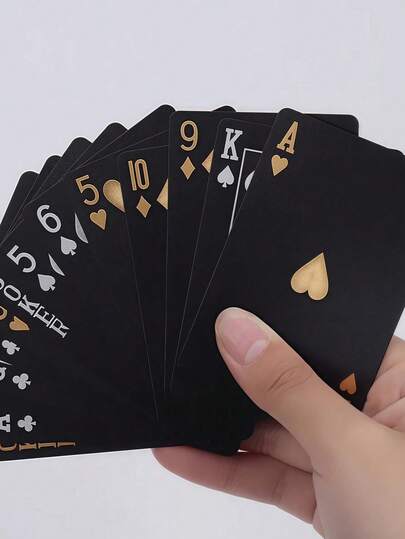 A Waterproof And Flexible Deck Of Playing Cards, With A Box, Featuring A Cool Design, Perfect For Parties, Games, Gifts, And Celebrations. Black Playing Cards, Gifts > Black, Playing Cards