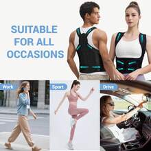 秋冬季男女通用背部支撑姿势矫正器，肩部矫正器，可调节全背支撑，缓解上背部和下背部不适 - 脊柱侧弯、驼背、驼峰、胸椎问题，脊椎矫正运动腰带，适合居家锻炼、运动和散步