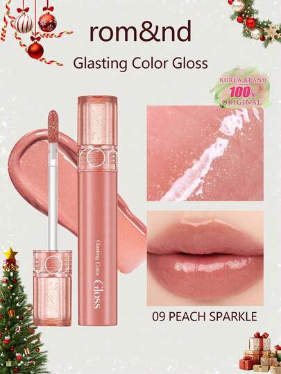 Rom&nd Romand Glasting Water Tint 09 Şeftali Parıltısı, Yüksek Viskozite, Şeffaf Parlaklık ile Parlak ve Nemli Dudak Makyajı Yaratır, Jel Benzeri Doku, 6 Saat Nemlendirme, Vegan Formül, Taşınabilir, Kore Cam Cilt Dudak Makyajı Yaratır, Kamerada Parlak Görünüm, Kuru Dudakları Nemlendirir, Kore Kozmetiği, 4g/0.14oz