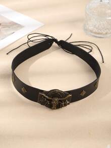 1 pièce Bandeau tressé en métal avec tête de taureau de cowboy occidental à la mode, polyvalent comme ceinture ou accessoire pour cheveux pour femmes, bandeaux pour cheveux, accessoires pour cheveux pour femmes - Multicolore - Voir 8