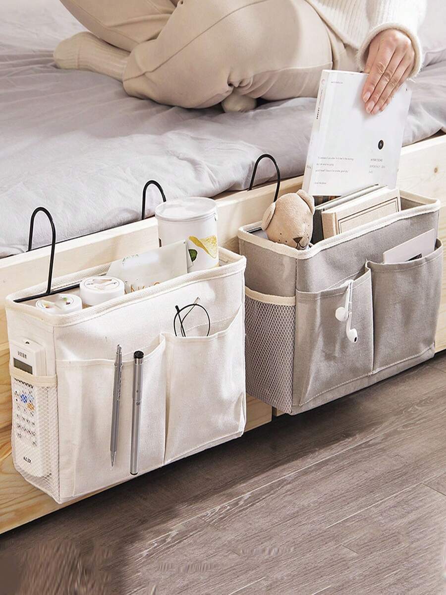 Multifunctional Fabric Wall-Mounted Storage Organizer Bag, Multi-Pocket Bedside Hanging Basket, Suitable For Dorms And Various Room Types, Student Bedside Bed Sheet Storage Bag - Multicolor - View 1