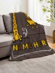 1条棕色长颈鹿图案法兰绒毯，独特有趣，现代简约设计，可定制您的名字，是送给朋友和爱人的优质礼物 - 柔软、轻盈、保暖，四季皆宜 - 适用于床、沙发、办公室、户外露营和旅行 - 多功能毯子、披毯、装饰毯 - 彩色 - 查看 11