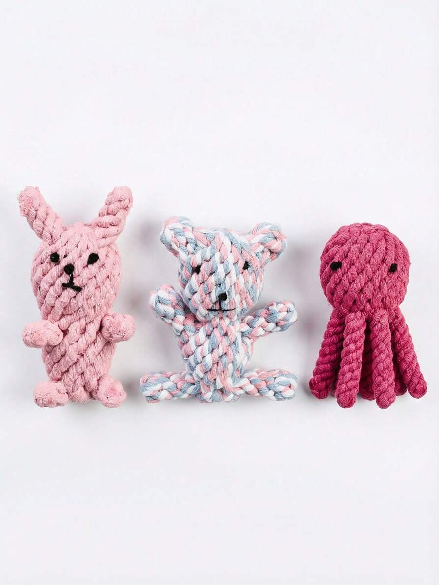 3pcs Durable Chew Toys For Puppies, Suitable For Teething, Interactive Braided Rope Toys For Small To Medium Dogs, Pet Supplies - Multicolor - View 1