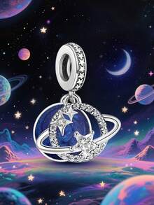 1pc 925 Sterling Silver Pendant Bead, Suitable For Women's Bracelets, Bangles, DIY Jewelry Making And Daily Outfit Matching, An Ideal Accessory For Girls - Silver - View 8