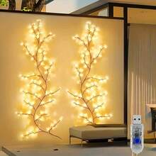 1 X USB-Powered Willow Branch LED Wall Decoration, 96 LED Lights, 5.9 Feet/1.8 Meters Long, Perfect For Living Room, Bedroom, Wedding, Party, Patio, And Garden Lighting Decoration. - 暖白色 - 查看 7