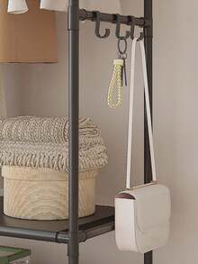 多功能衣架，独立式衣架，鞋衣收纳整理架，独立衣柜，带挂钩，可移动，玄关家具收纳架，卧室衣物收纳架 - 彩色 - 查看 7