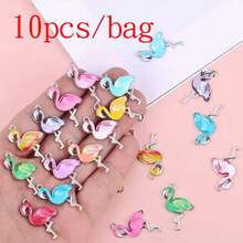 20个色彩鲜艳的火烈鸟吊坠 - 混合合金材质，夏季动物饰品，可用于DIY项链、手链、耳环、DIY首饰制作|趣味设计|耐用锌合金 - 火烈鳥 - 查看 9