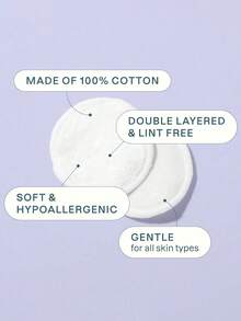 100/50/5片装奢华化妆棉，用于面部清洁和卸妆，低致敏性且不含杂质（包装可能有所不同）