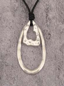 قلادة معدنية بلون ذهبي بشكل بيضاوي، سلسلة طويلة بتصميم بسيط وأنيق، هدية عيد الميلاد/عيد الميلاد/عطلة - خاتم بيضاوي ذهبي - مشاهدة 22