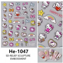 1张5D卡通美甲贴纸，3D美甲贴花，款式随机，新年礼物，情人节礼物，复活节礼物 - 彩色 - 查看 3