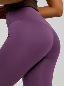 Soyun Bộ liền thân và quần legging không đường may dành cho nữ, không có đường may khó chịu, có túi sau, phù hợp cho thể thao, yoga, tập gym và các dịp khác. - Màu tím - Xem 7