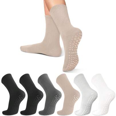 1 Pair Of Mid Tube Solid Color Anti Slip Yoga Socks With Colorful Socks, Comfortable And Durable Silicone Anti Slip Bottom Fitness Socks