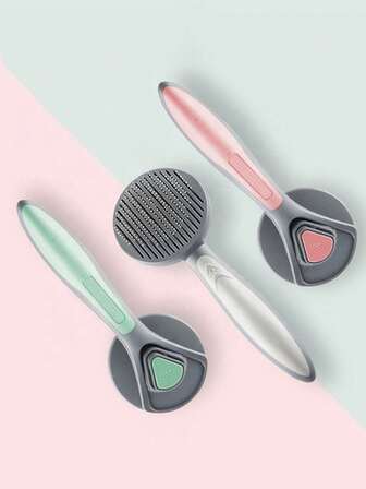 1 pezzo Spazzola per toelettatura animali domestici autopulente, adatta per gatti, cani e conigli - Pettine per pulci con manico ergonomico, senza elettricità necessaria, testina a forchetta, rimuove efficacemente i peli, pulizia delicata