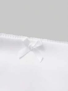 QUNGIGU Women's Silky Satin Skirt With Cute Bow Detail, Lace Waistband, Flowy A-Line Skirt, Elegant Casual Outfit For Date, Holiday - White - View 8