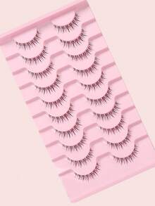 LIMEIKAI 10 paia di ciglia finte naturali - look da fata anime effetto soffice, ciglia leggere per trucco quotidiano con fascia trasparente - Ciglia naturali - Visualizzare 9