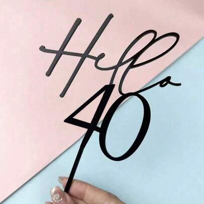 1pc/3pcs/6pcs Black Acrylic "Hello" Age 18/12/30/40/50/60 Personalized Birthday Cake Topper Decoration Picks, Suitable For Birthday Party Cake Decor